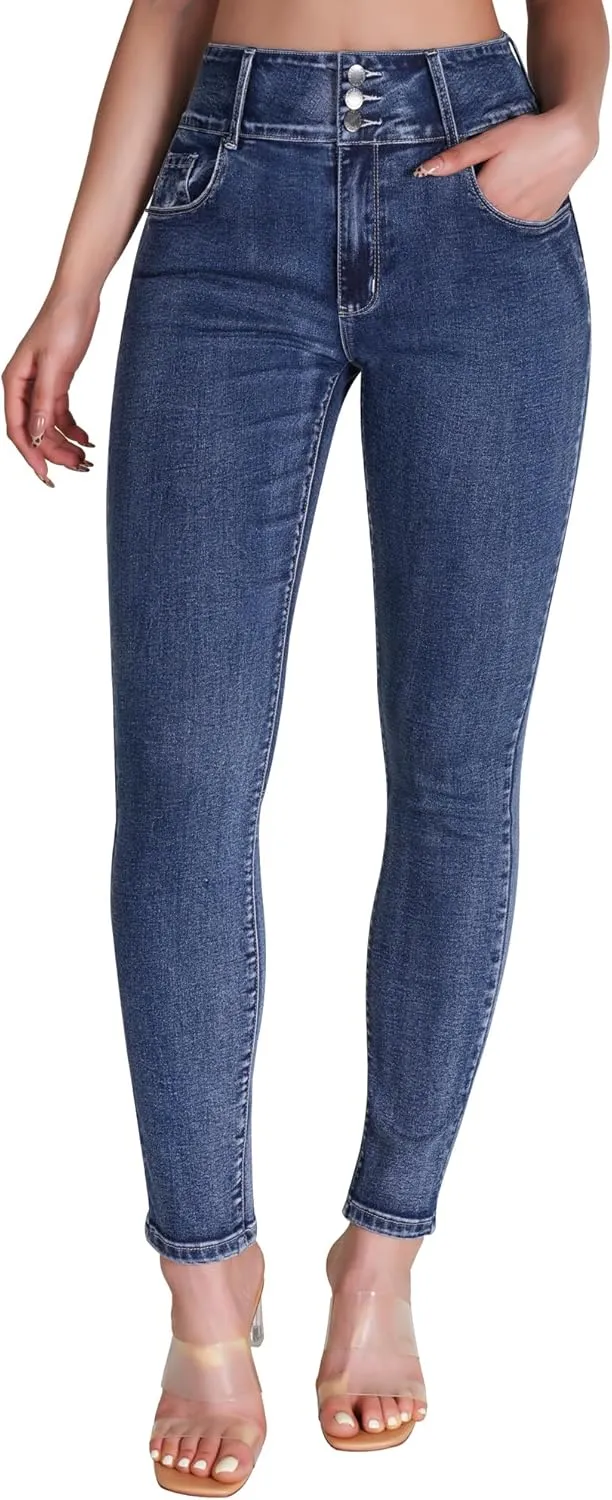 roswear Women??s High Waisted Stretchy Skinny Curvy Jeans Tummy Control Jeggings