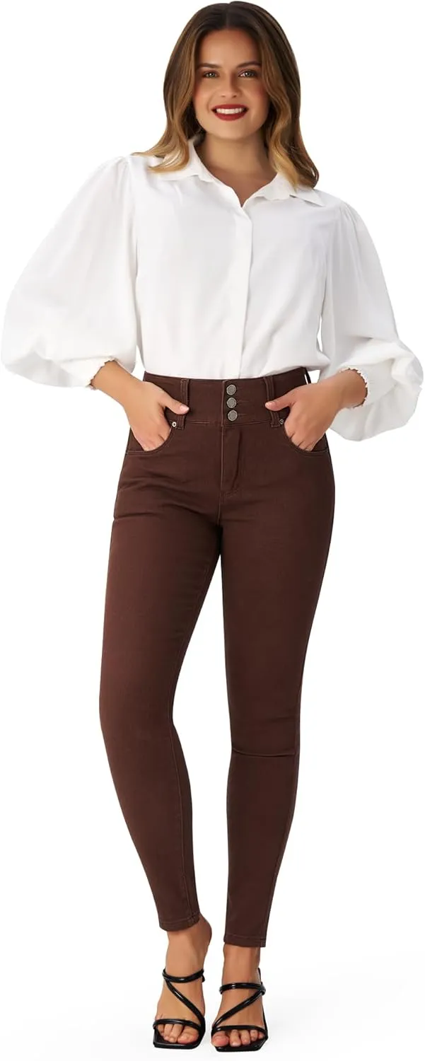 roswear Women??s High Waisted Stretchy Skinny Curvy Jeans Tummy Control Jeggings