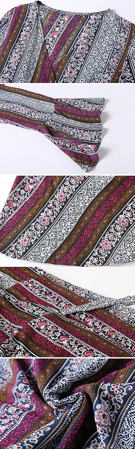 R.Vivimos Womens Summer Long Sleeve Cardigan Sexy Maxi Dresses