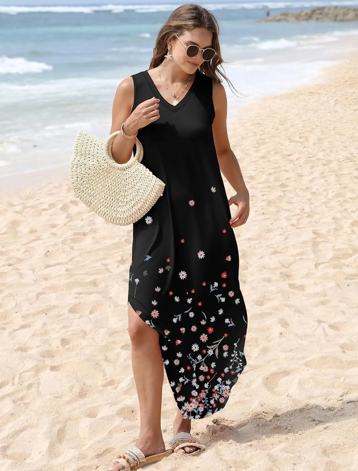 SAMPEEL Summer Dresses Maxi Dress Vacation Beach Sundresses 2025 with Pockets