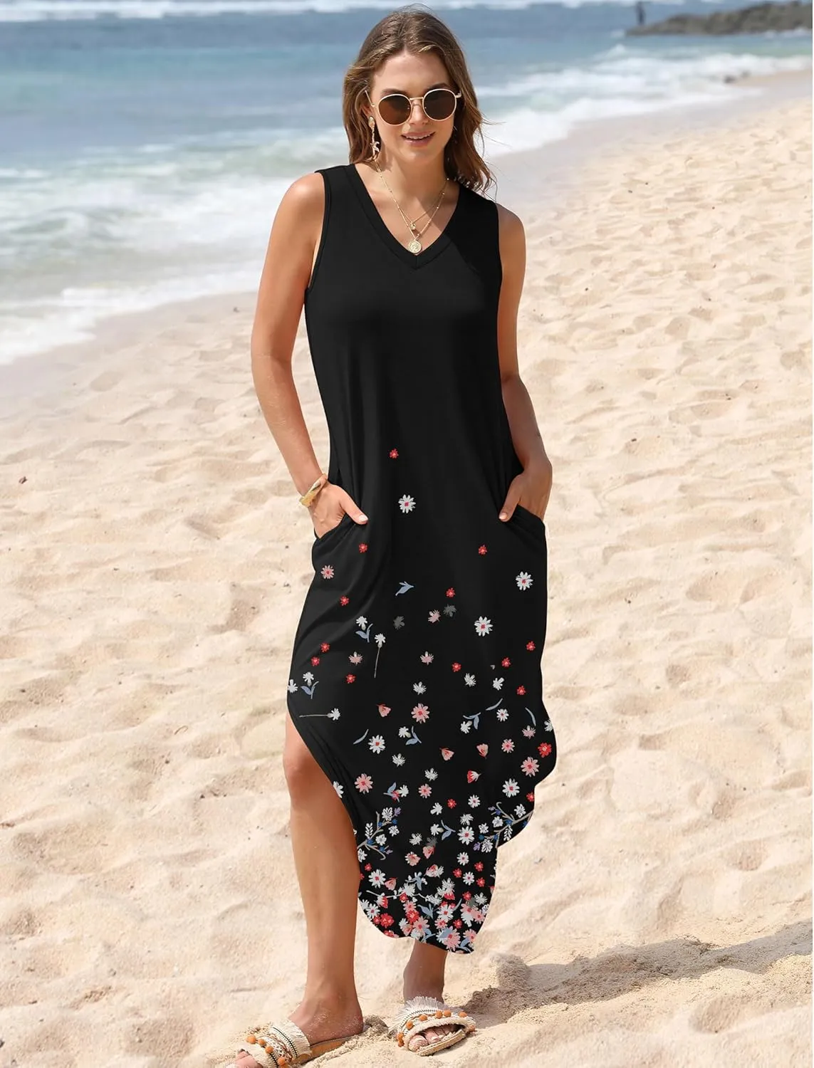 SAMPEEL Summer Dresses Maxi Dress Vacation Beach Sundresses 2025 with Pockets