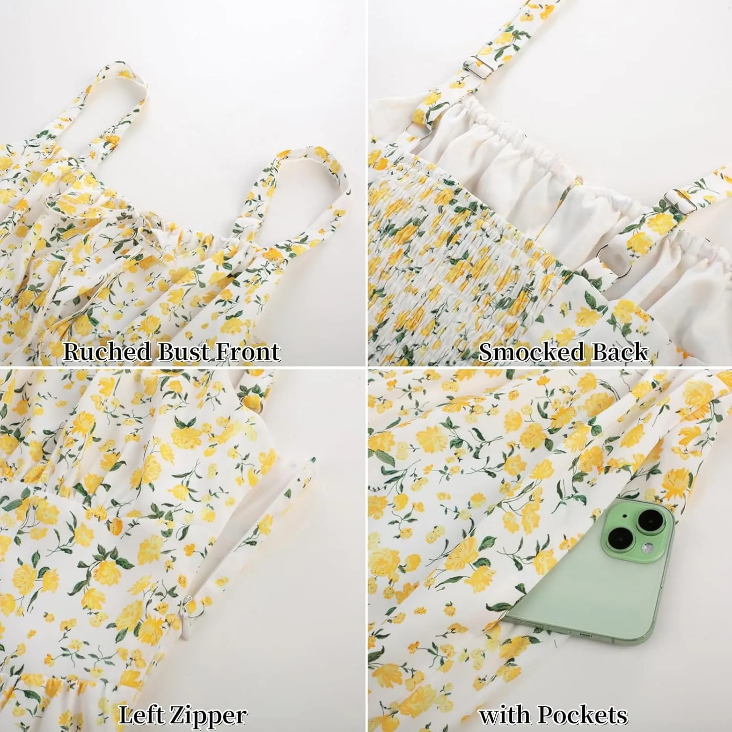 Scarlet Darkness Floral Printed Corset Dress Ruched Bust Cami Dress Flowy Sundress