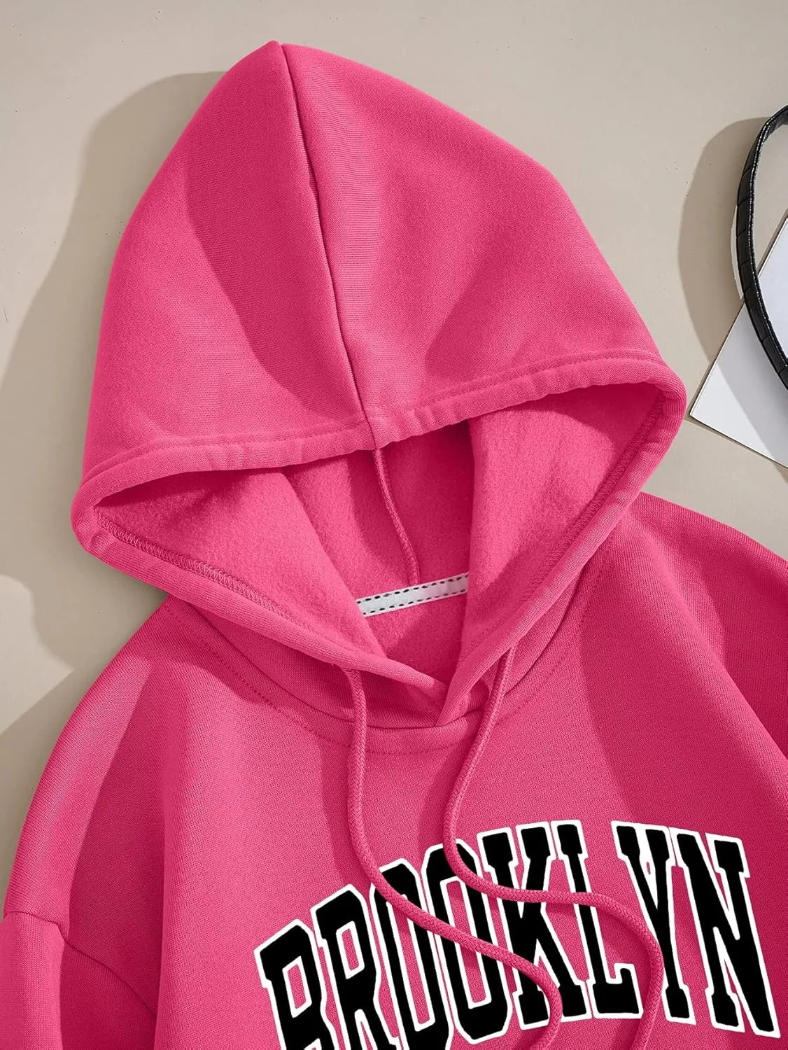 SHENHE Women's Letter Print Long Sleeve Drawstring Pullover Hoodie Sweatshirt Tops with Pocket