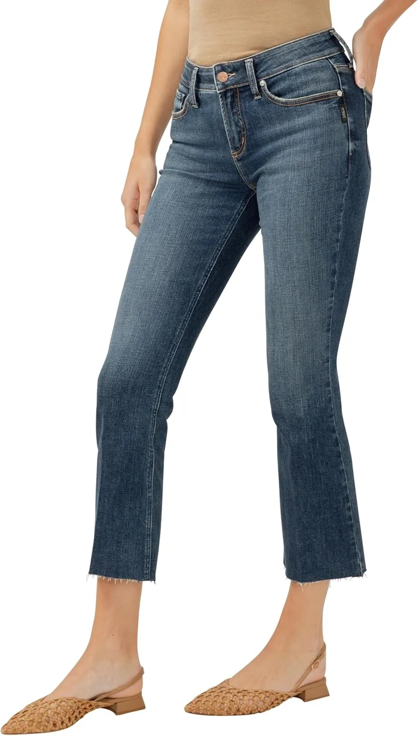 Silver Jeans Co. Women's Suki Mid Rise Curvy Fit Flare Leg Jeans