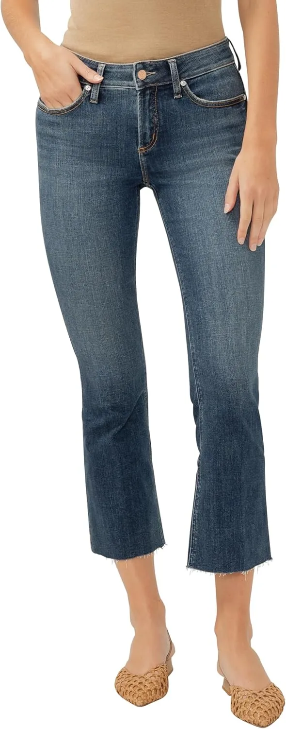 Silver Jeans Co. Women's Suki Mid Rise Curvy Fit Flare Leg Jeans