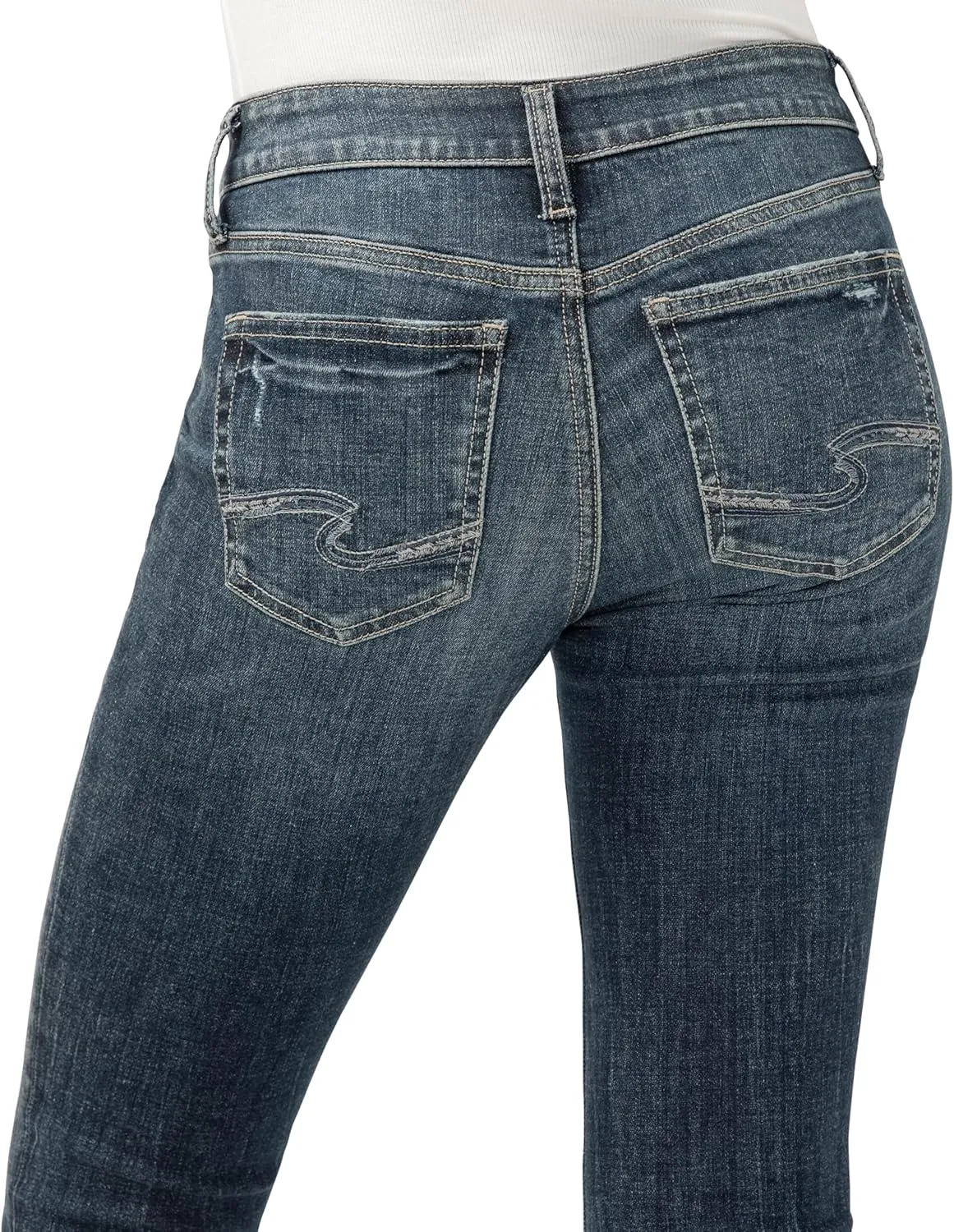 Silver Jeans Co. Women's Suki Mid Rise Curvy Fit Straight Crop Jeans