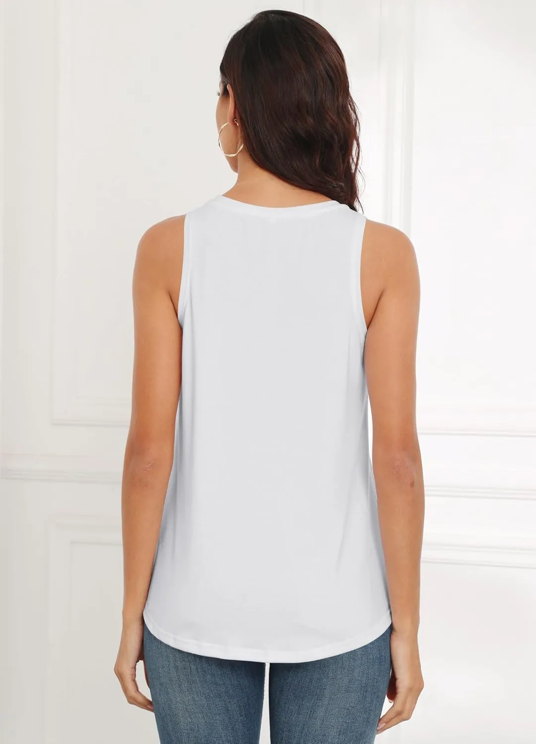 Smile Fish Women Crewneck Flowy Loose Fit Tank Top Sleeveless Summer Tops Shirts