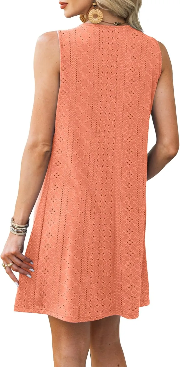 Summer Dresses for Women Sleeveless Beach Vacation Coverup with Pockets (S-2XL)