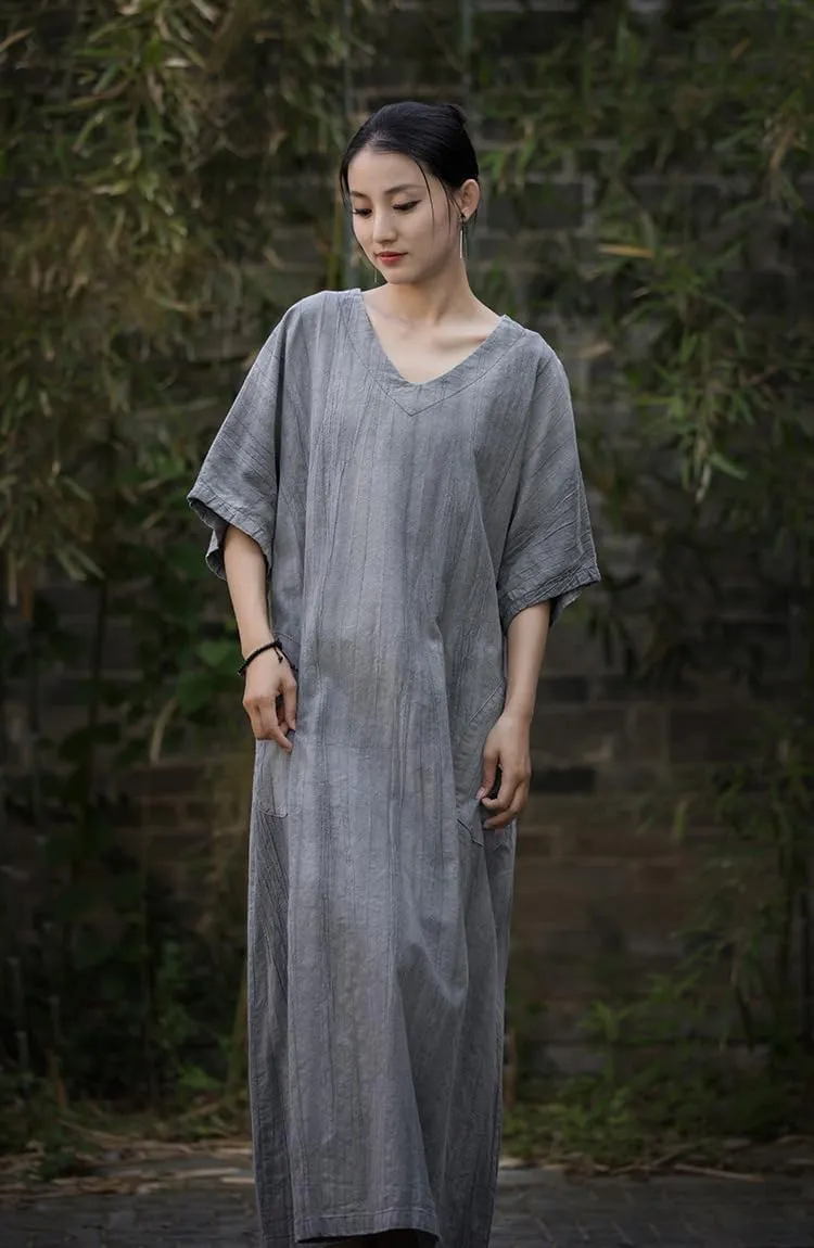 Summer Women??s Casual Short Sleeveless Cotton Linen Sun Dress Maxi Tunic Beach Dresst