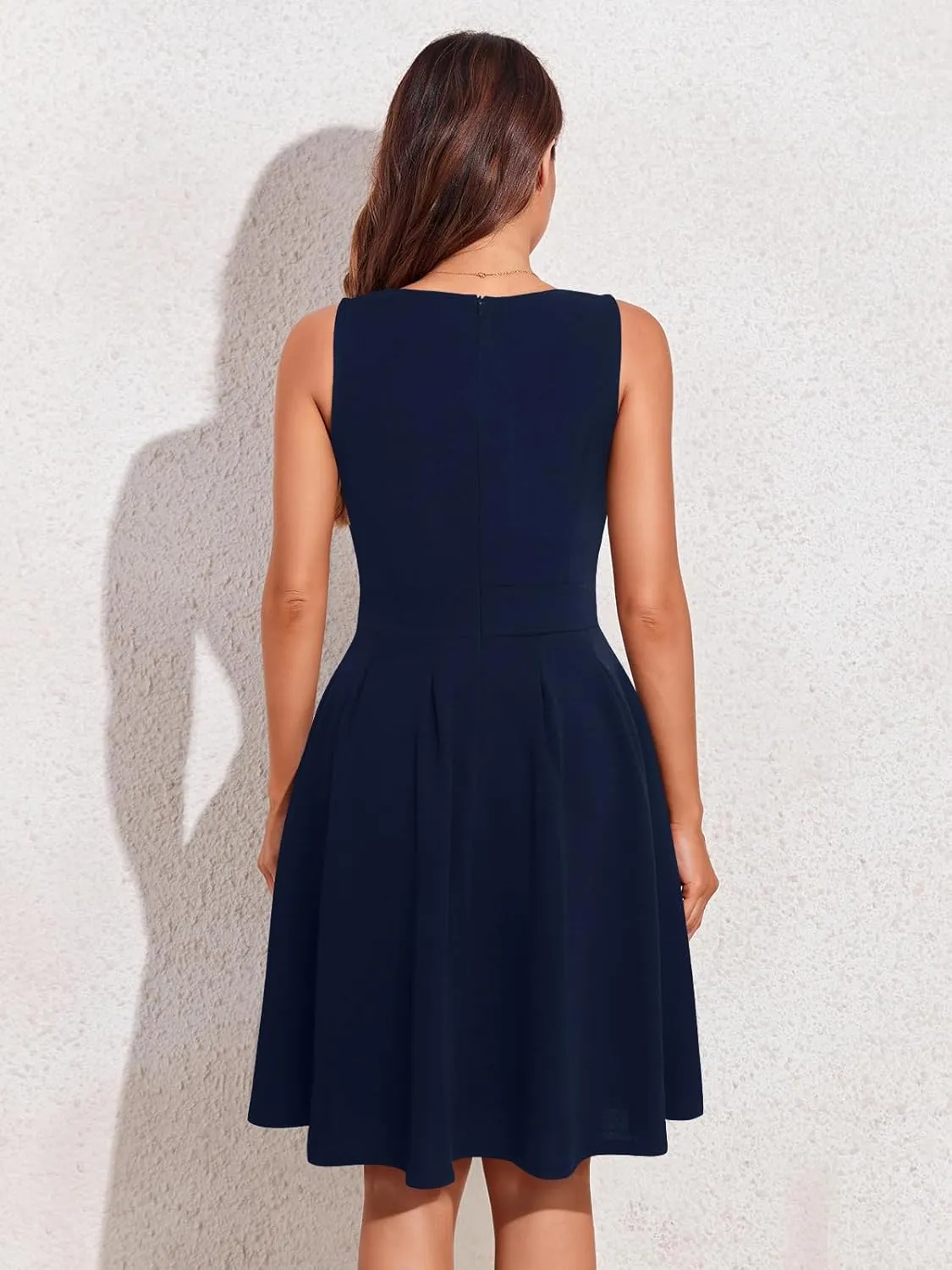 Sureple Women's Retro Sleeveless Swing Casual Work Summer Party Dress with Pockets