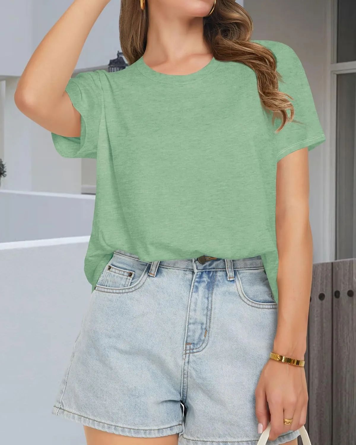 T Shirts for Women Summer Short Sleeve Crewneck Casual Cute Graphic Basic Tees Tops