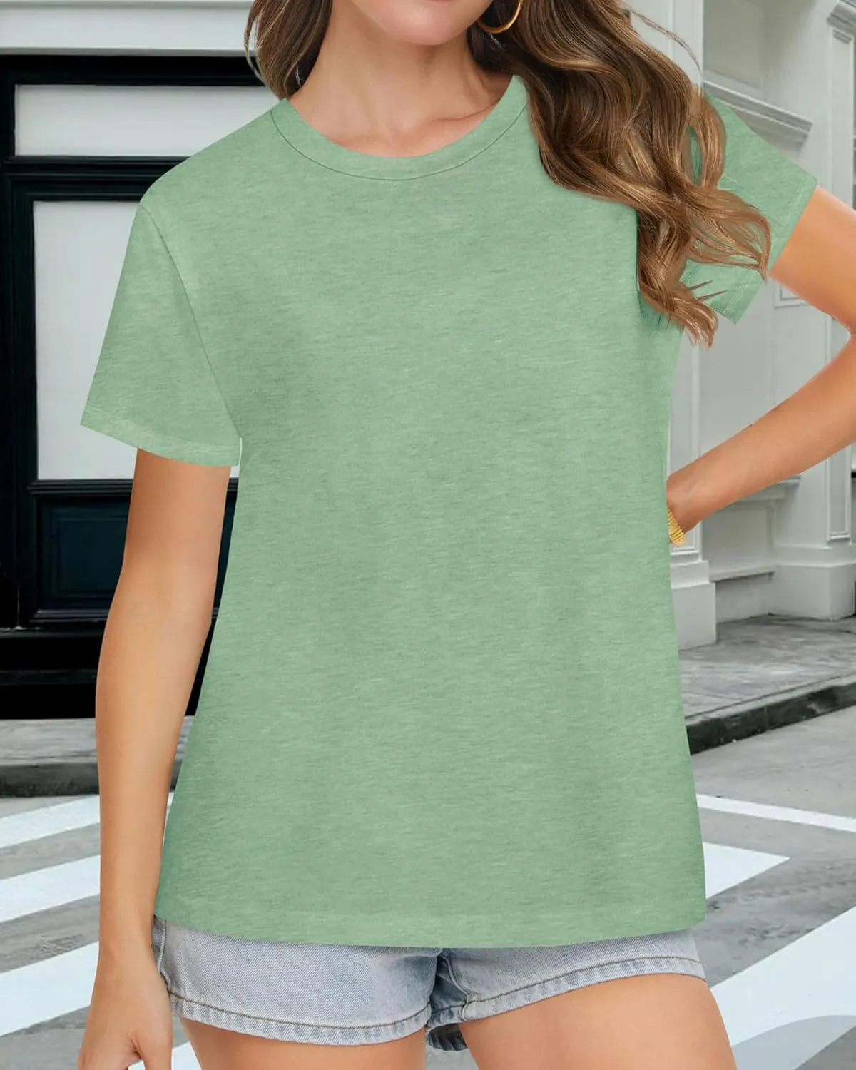 T Shirts for Women Summer Short Sleeve Crewneck Casual Cute Graphic Basic Tees Tops