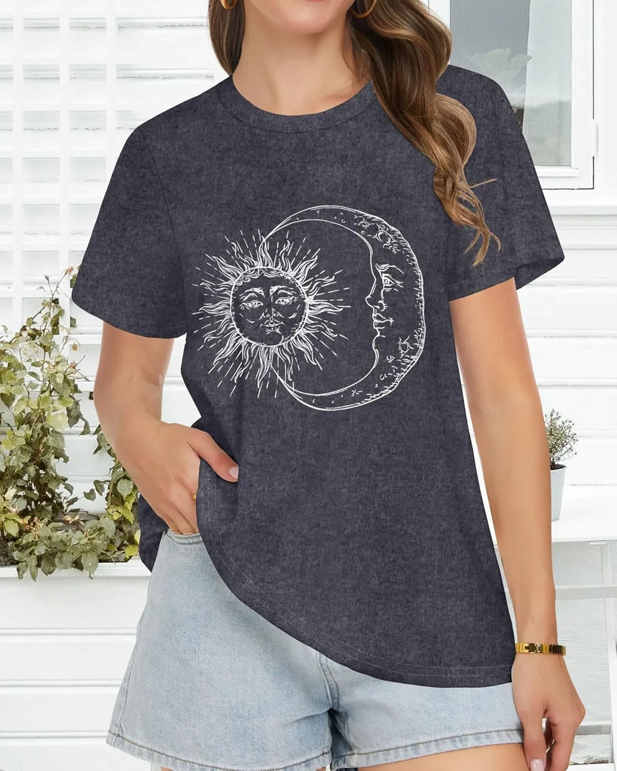 T Shirts for Women Summer Short Sleeve Crewneck Casual Cute Graphic Basic Tees Tops