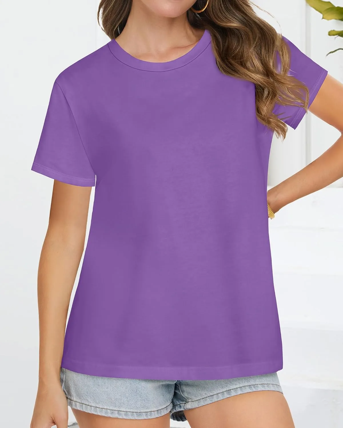 T Shirts for Women Summer Short Sleeve Crewneck Casual Cute Graphic Basic Tees Tops