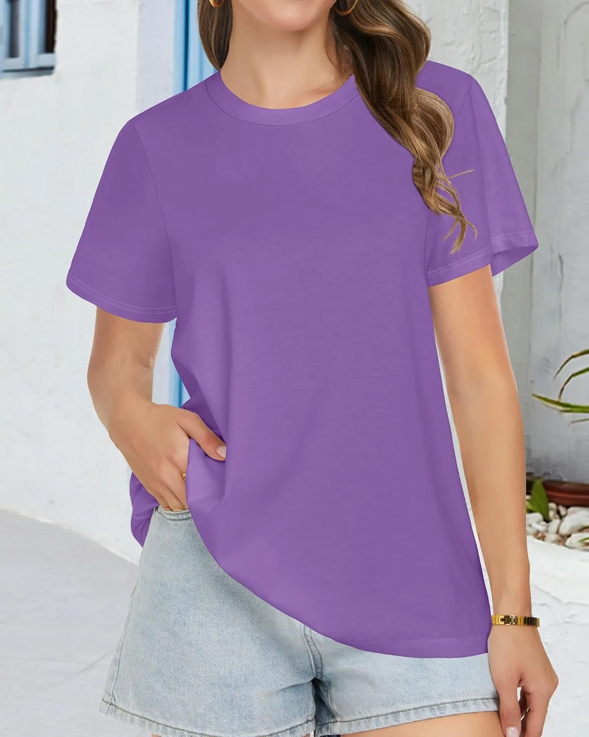 T Shirts for Women Summer Short Sleeve Crewneck Casual Cute Graphic Basic Tees Tops