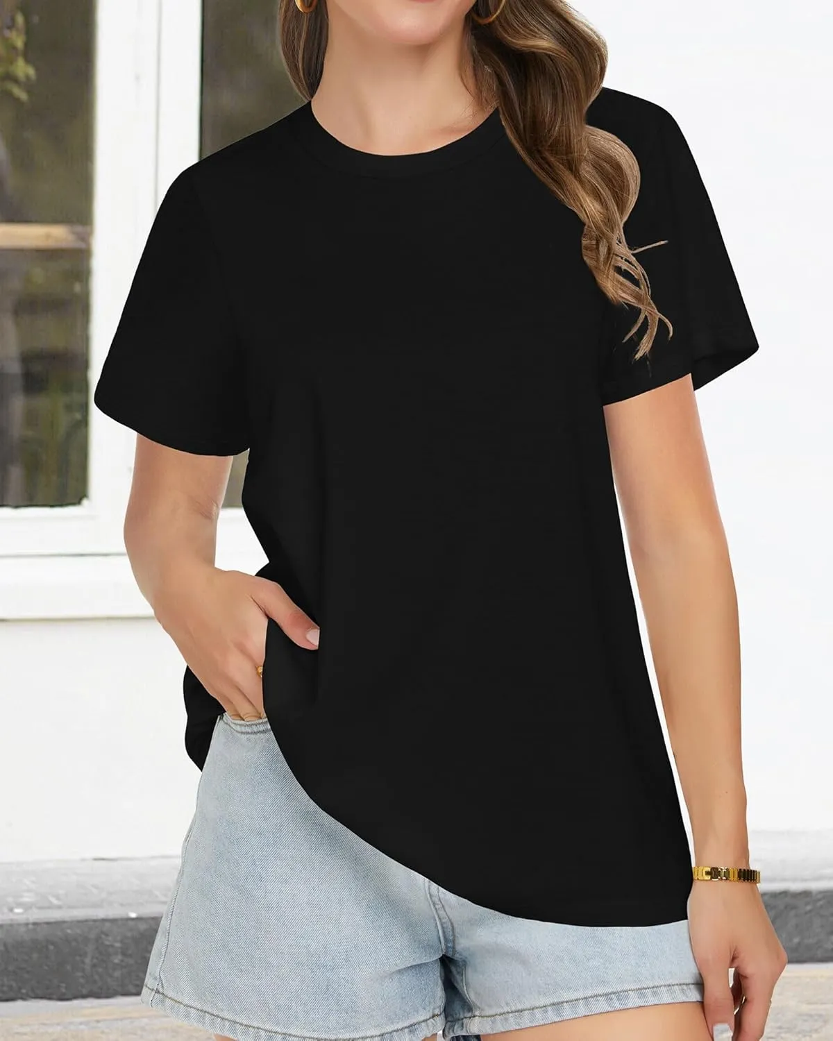 T Shirts for Women Summer Short Sleeve Crewneck Casual Cute Graphic Basic Tees Tops