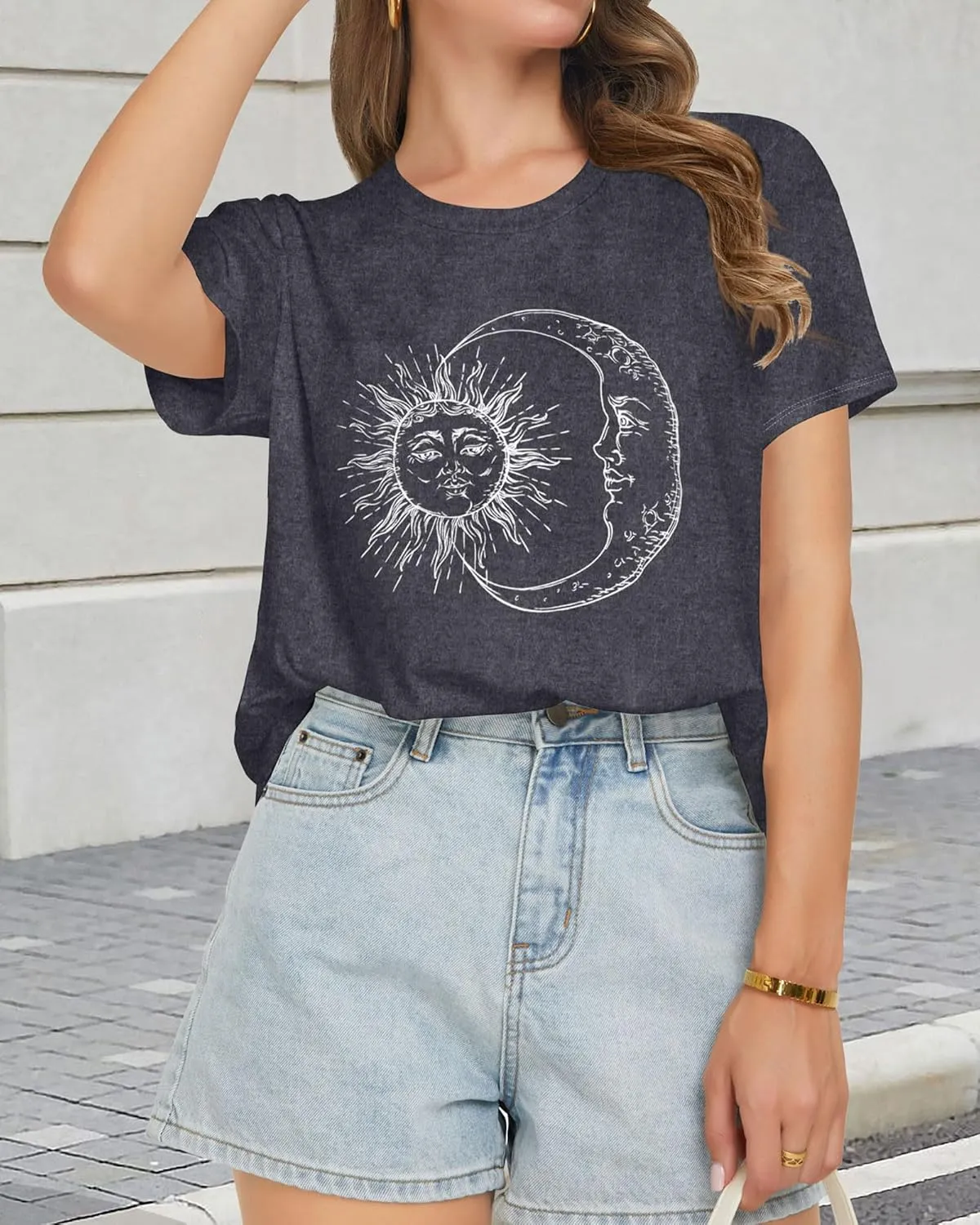 T Shirts for Women Summer Short Sleeve Crewneck Casual Cute Graphic Basic Tees Tops