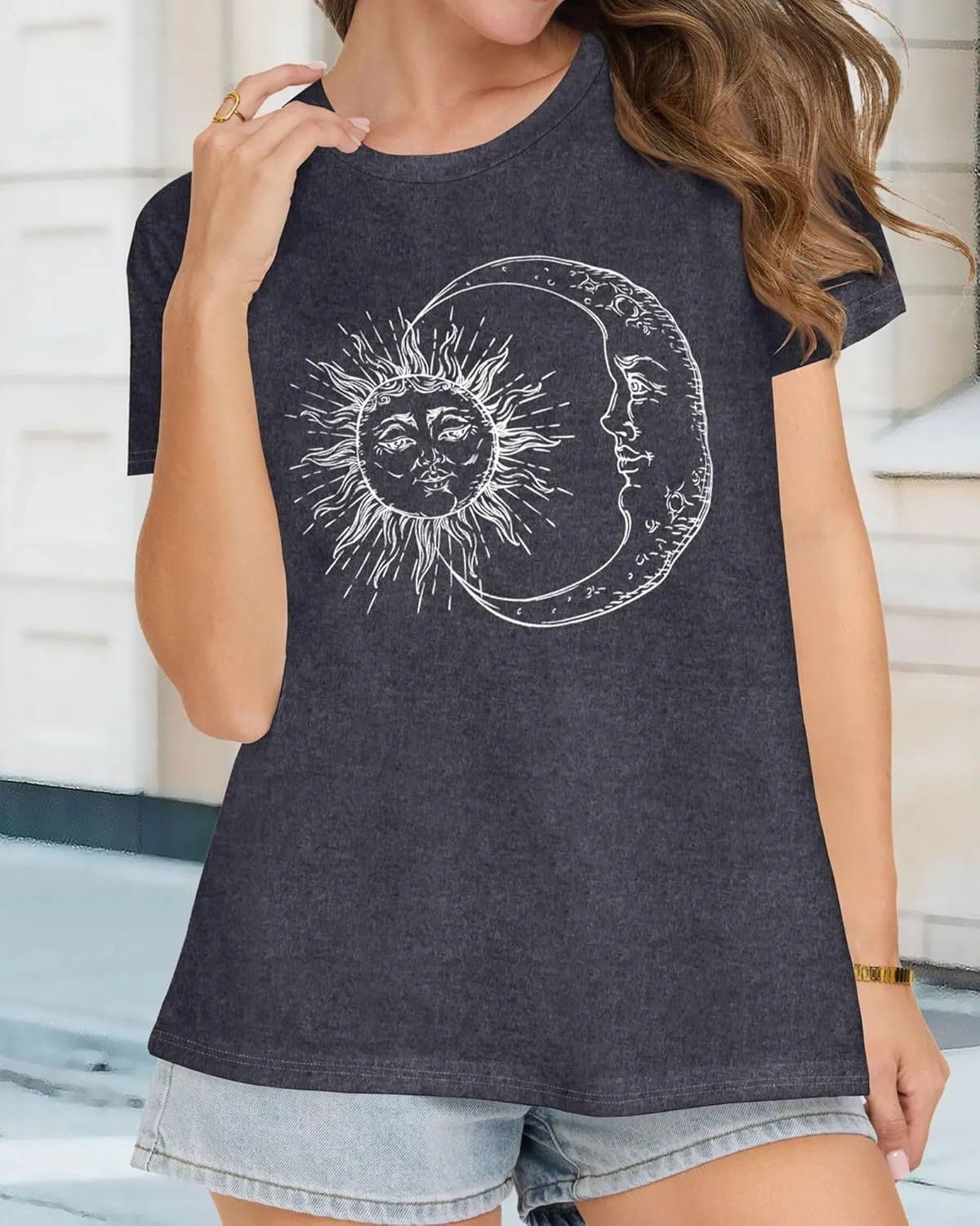 T Shirts for Women Summer Short Sleeve Crewneck Casual Cute Graphic Basic Tees Tops
