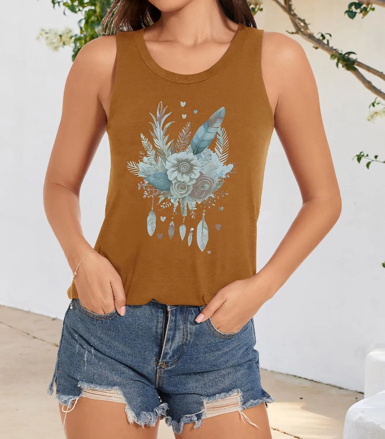 Tank Tops for Women Racerback Summer Sleeveless Casual Graphic Basic Top Shirts