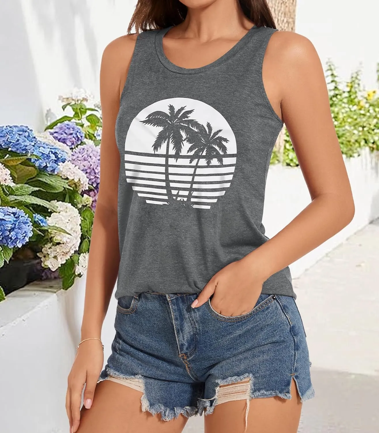 Tank Tops for Women Racerback Summer Sleeveless Casual Graphic Basic Top Shirts