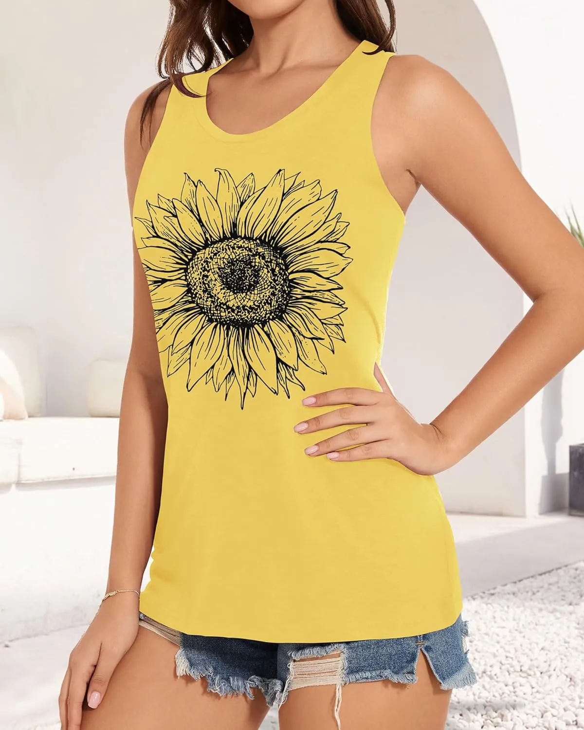 Tank Tops for Women Racerback Summer Sleeveless Casual Graphic Basic Top Shirts