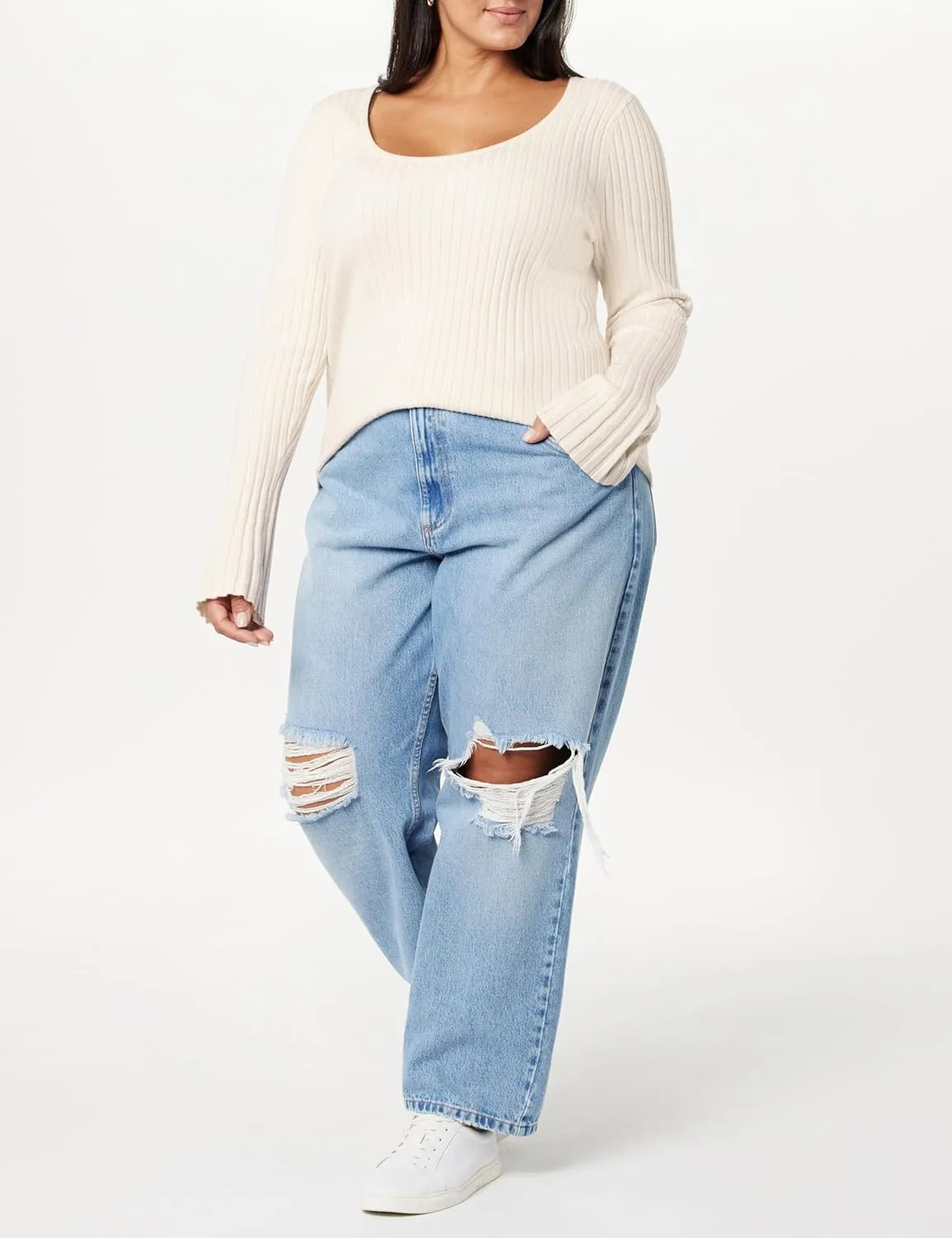 The Drop Women's Beatrice Bell Sleeve Scoop-Neck Sweater