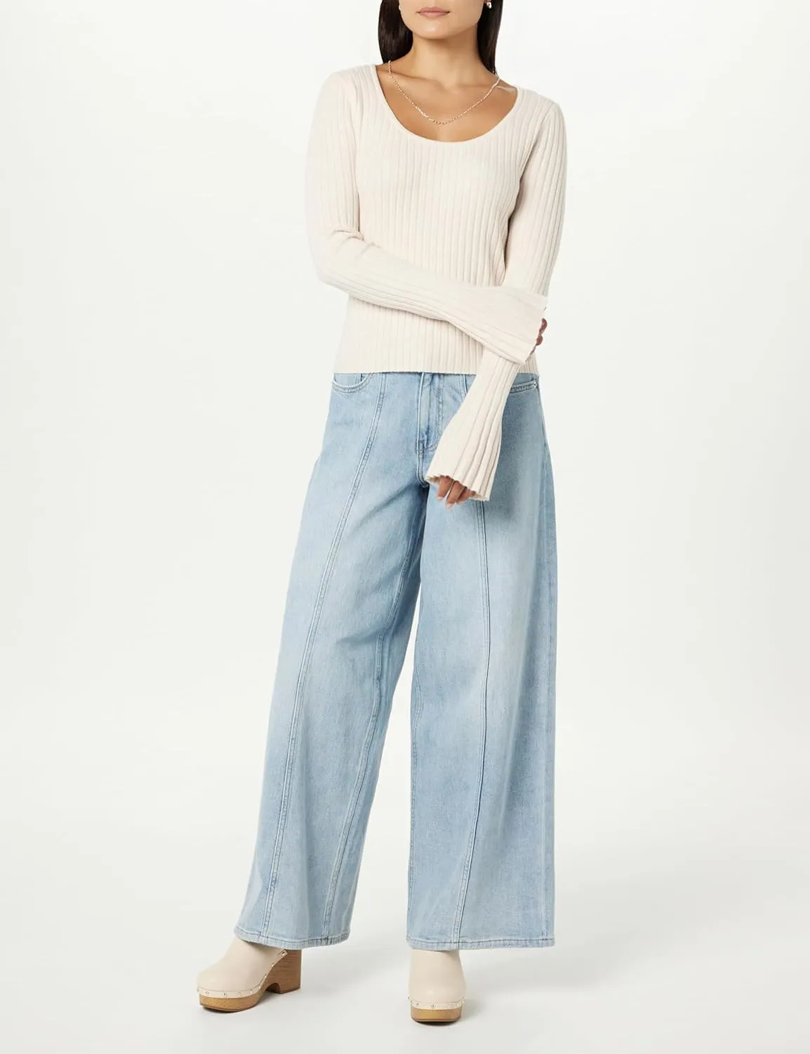 The Drop Women's Beatrice Bell Sleeve Scoop-Neck Sweater