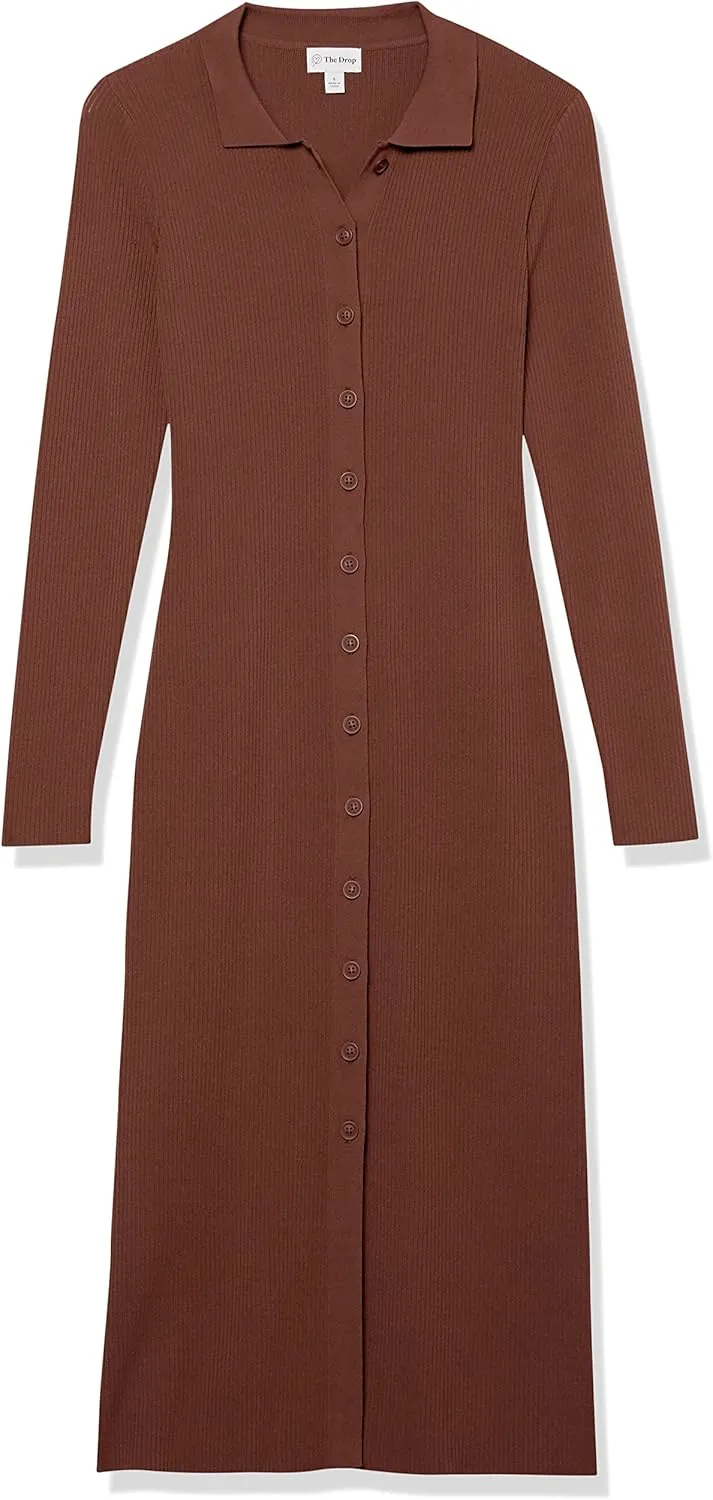 The Drop Women's Jaxon Rib Button Down Sweater Dress
