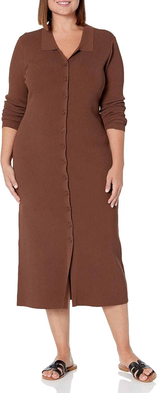 The Drop Women's Jaxon Rib Button Down Sweater Dress