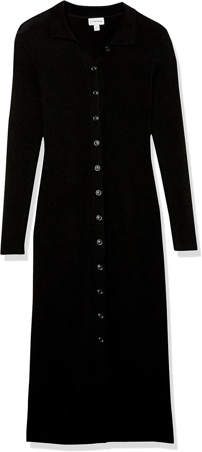 The Drop Women's Jaxon Rib Button Down Sweater Dress