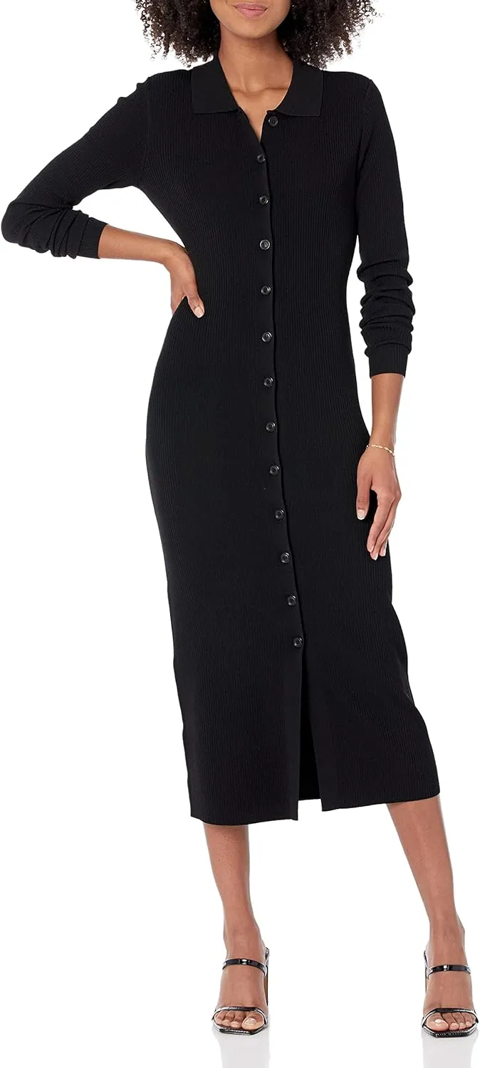 The Drop Women's Jaxon Rib Button Down Sweater Dress