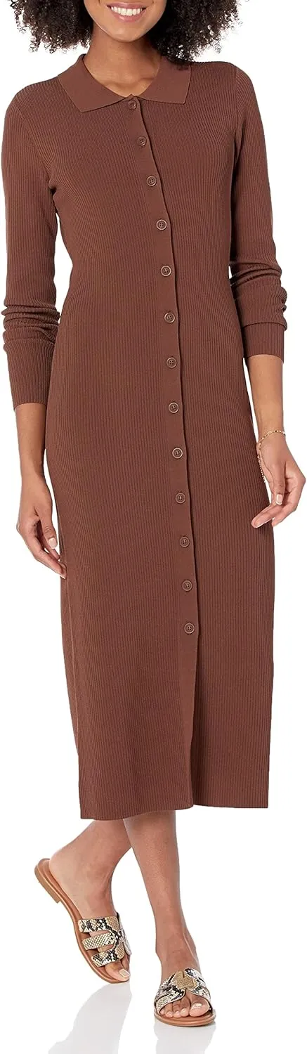 The Drop Women's Jaxon Rib Button Down Sweater Dress