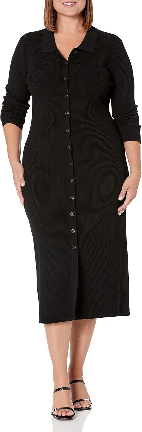 The Drop Women's Jaxon Rib Button Down Sweater Dress