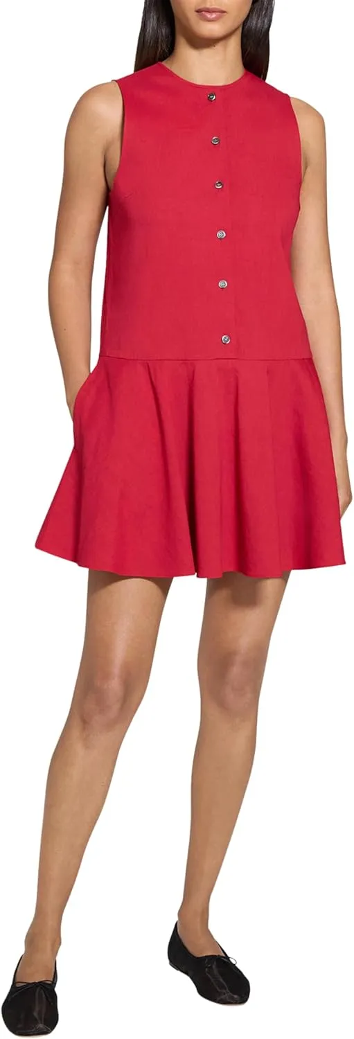 Theory Women's Linen Volume Mini Dress