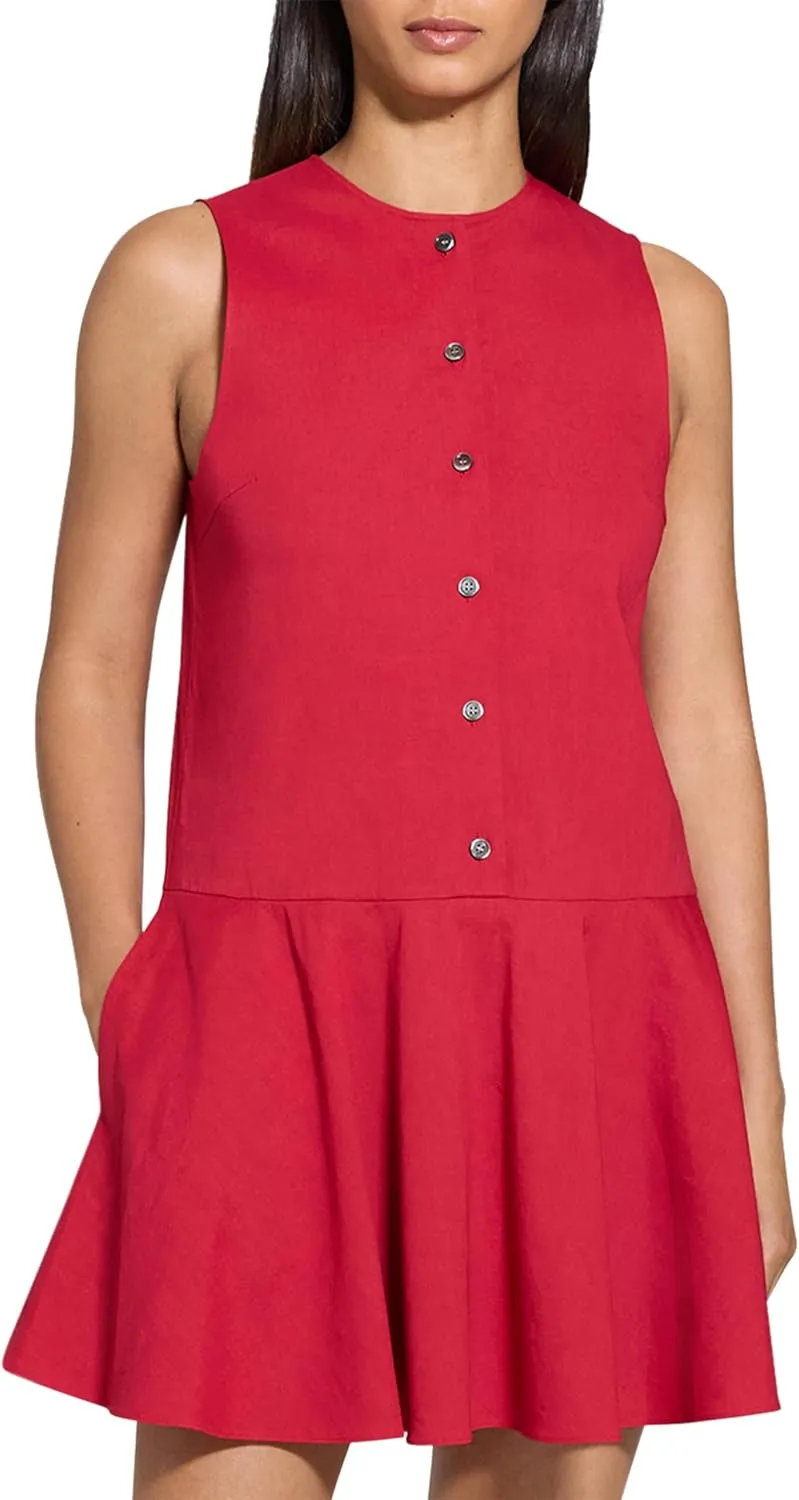 Theory Women's Linen Volume Mini Dress