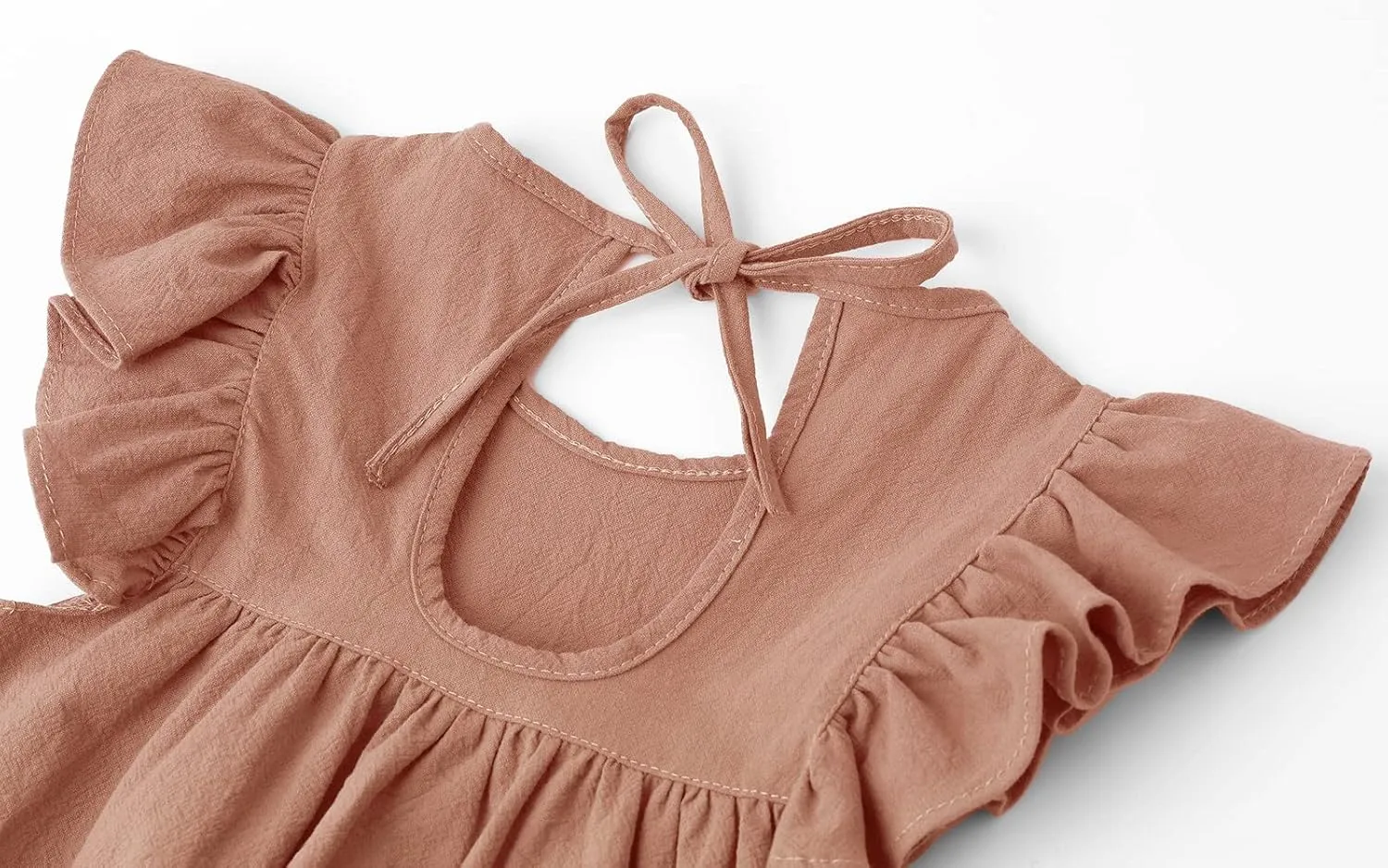 Toddler Baby Girl Cotton Linen Dress Ruffle Sleeve Halter Sleeveless Kids Casual Dresses