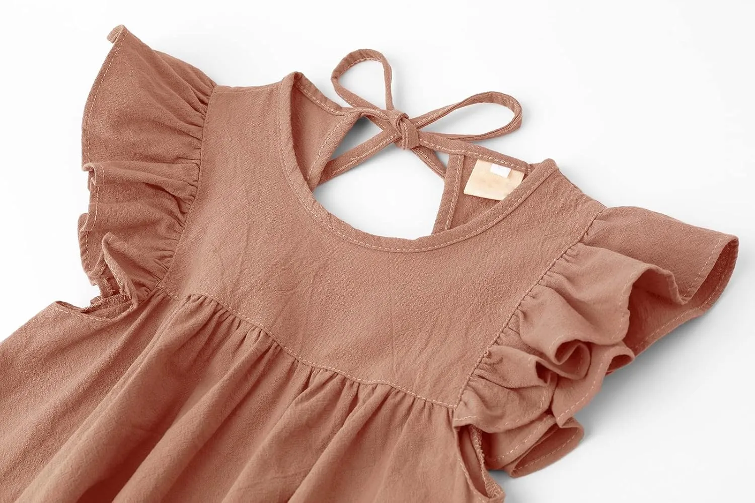 Toddler Baby Girl Cotton Linen Dress Ruffle Sleeve Halter Sleeveless Kids Casual Dresses