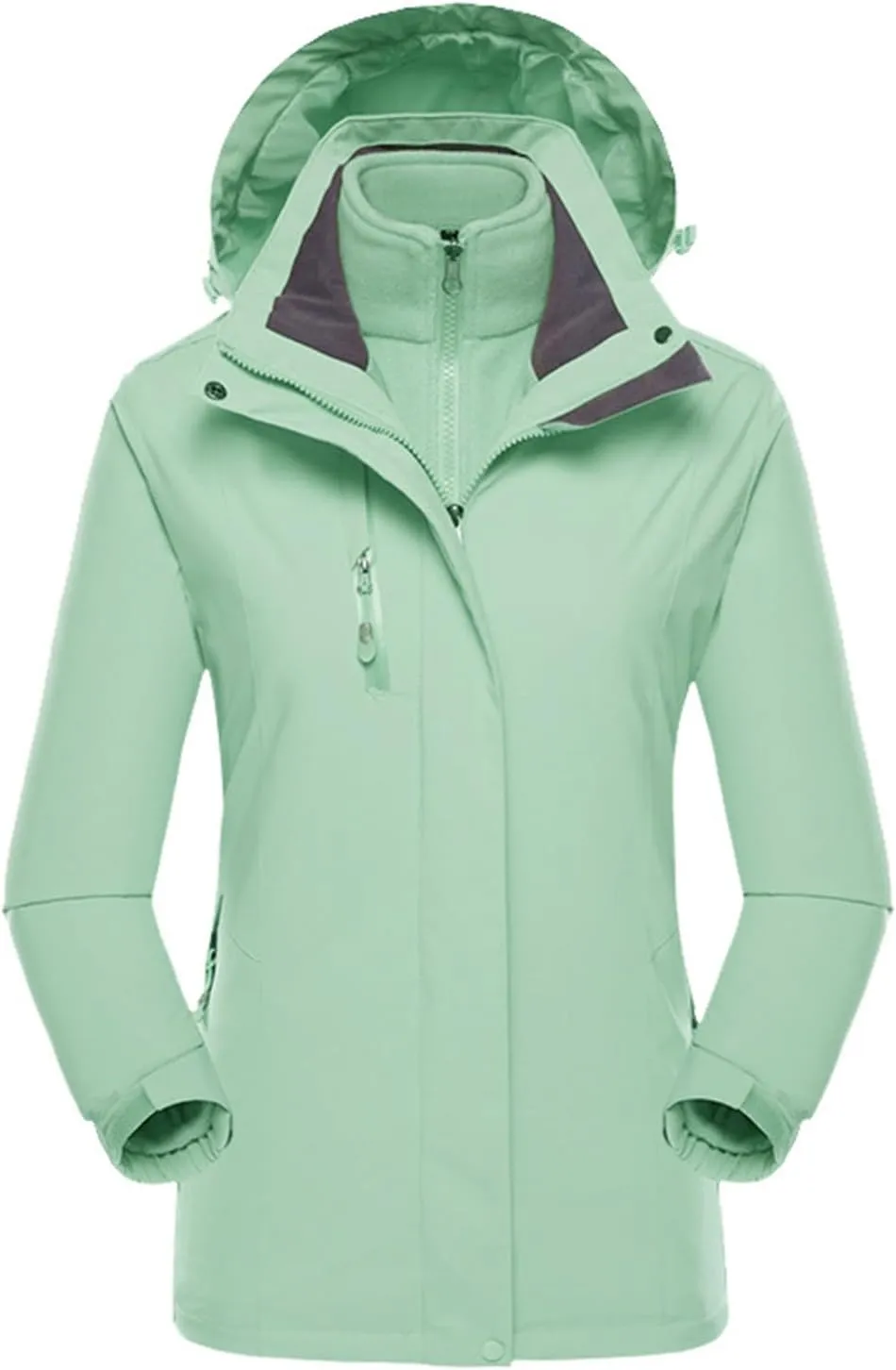Uillui Womens Padded Thicken Thermal Parka Jacket Winter Detachable 3 in 1 Hooded Trench Coat Waterproof Snow Ski Rain Caots