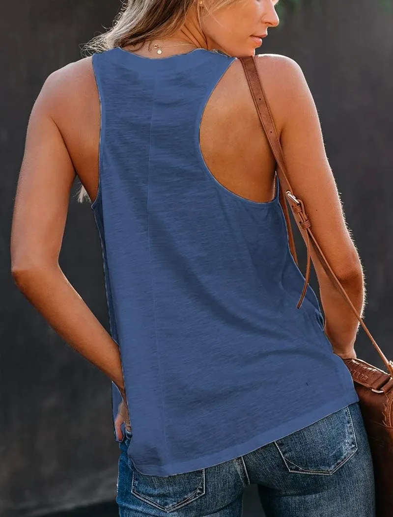 Uincloset Women's Summer Basic Sleeveless V Neck Casual Tank Tops Loose Shirts