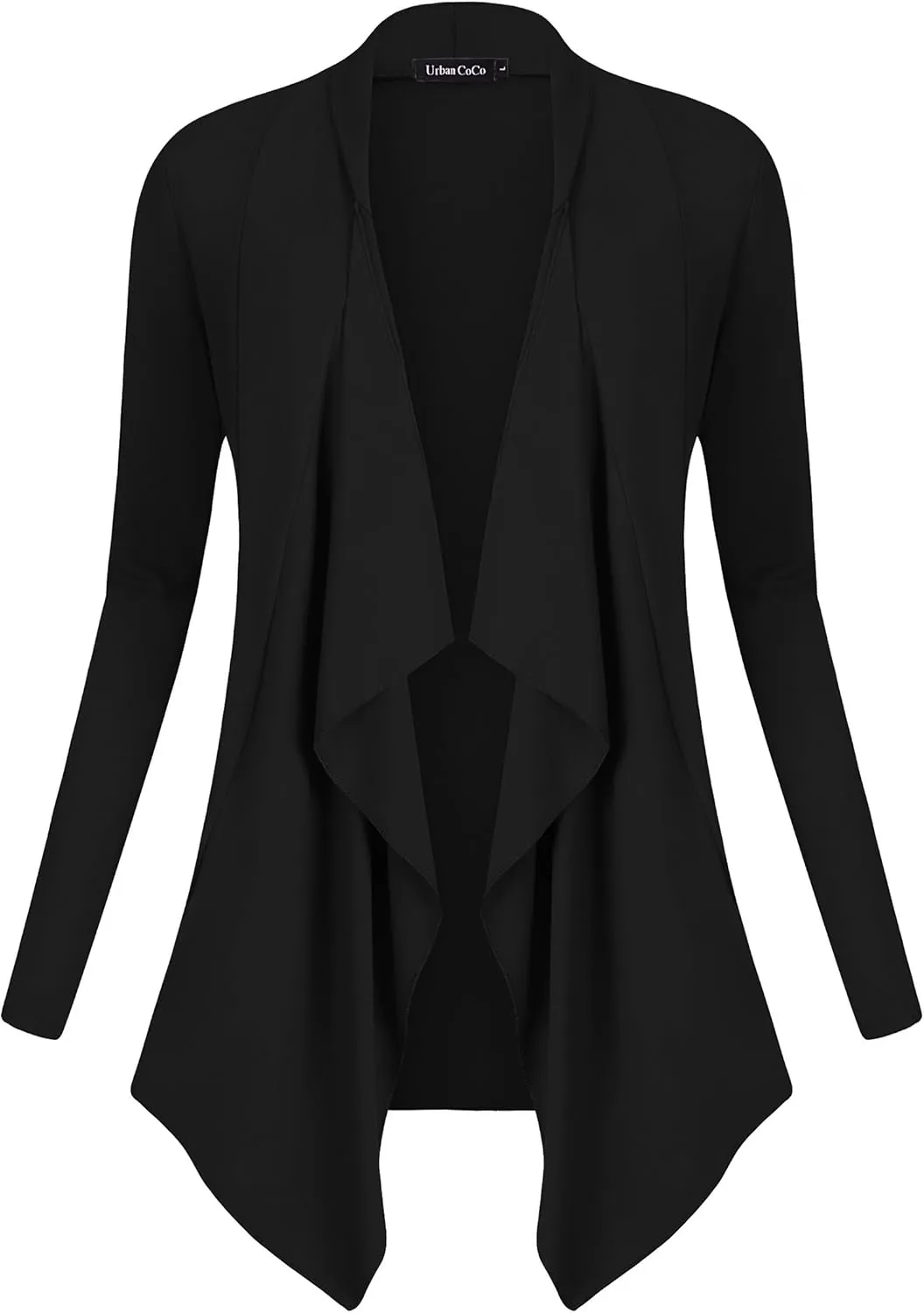 Urban CoCo Women's Drape Front Open Cardigan Long Sleeve Irregular Hem