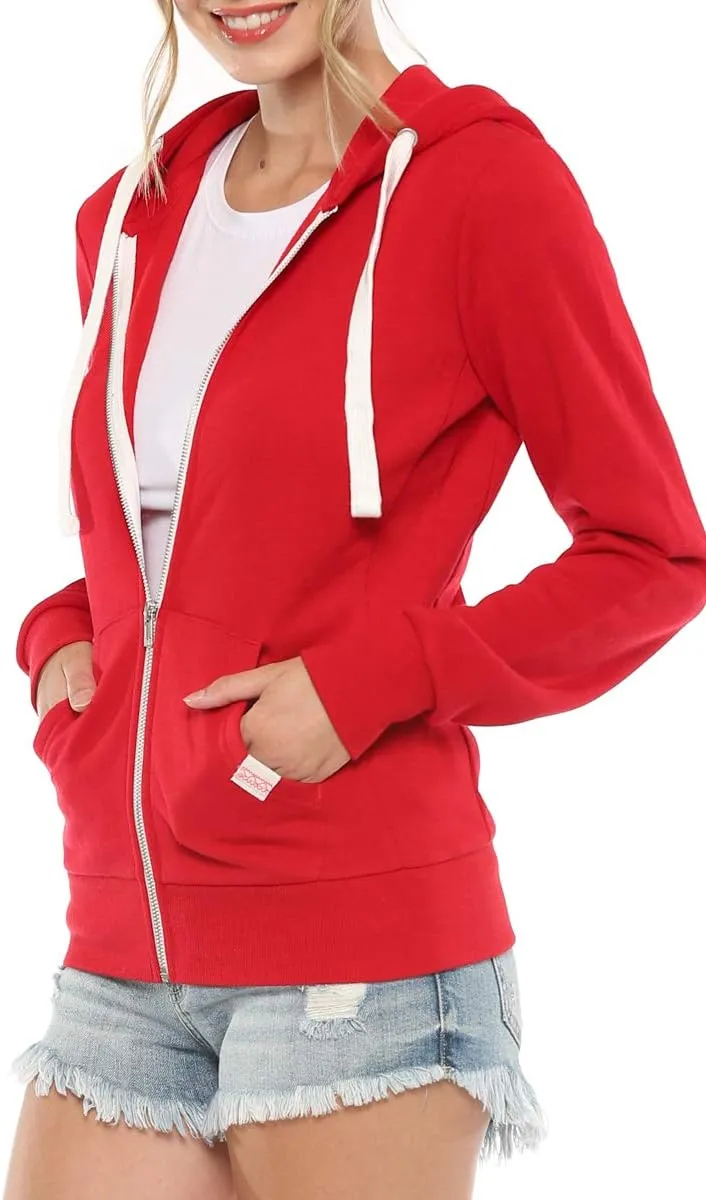 Urban Look Womens Active Long Sleeve Fleece Zip Up Hoodie with Plus Size