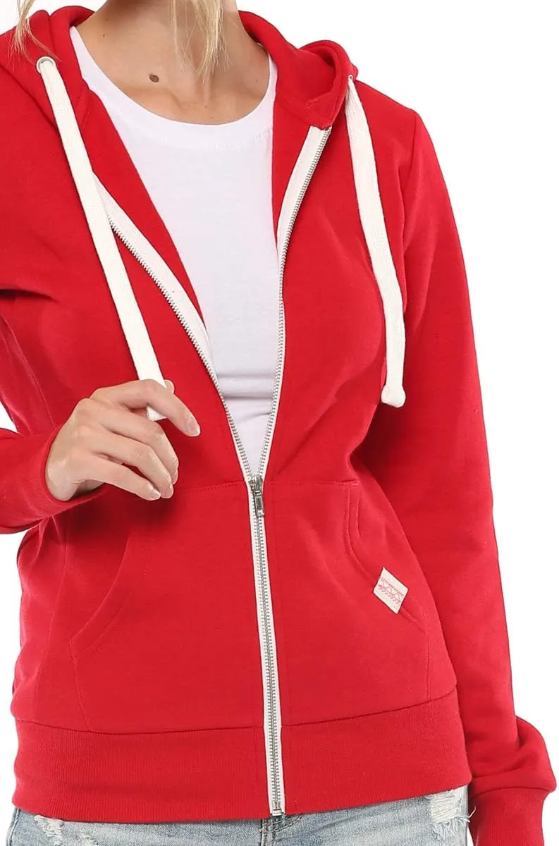Urban Look Womens Active Long Sleeve Fleece Zip Up Hoodie with Plus Size