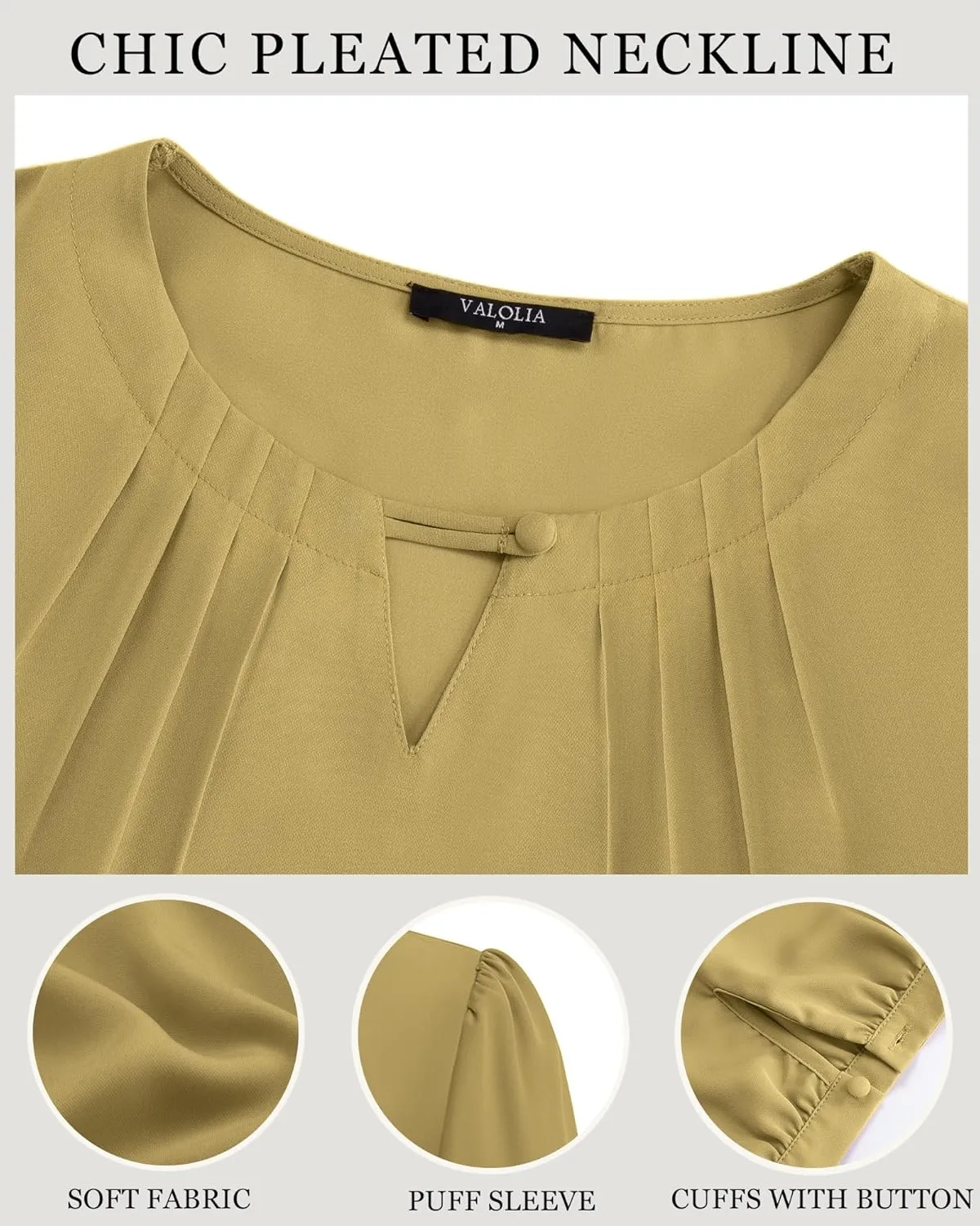 VALOLIA Women's 3/4 Sleeve Dressy Blouses Shirts Business Casual Work Chiffon Tunic Tops
