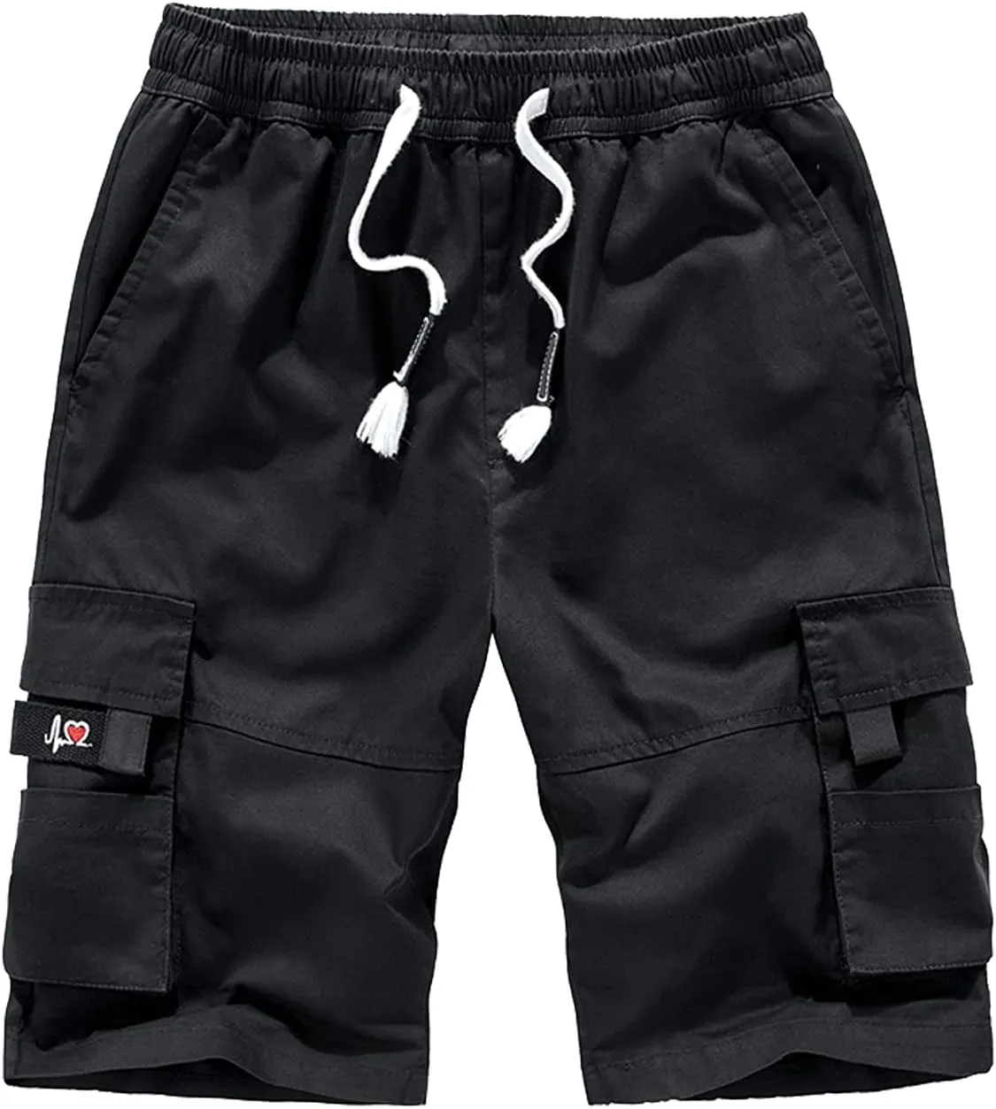 Vcansion Women's Casual Cotton Elastic Waist Drawstring Loose Fit Outdoor Multi-Pockets Cargo Shorts