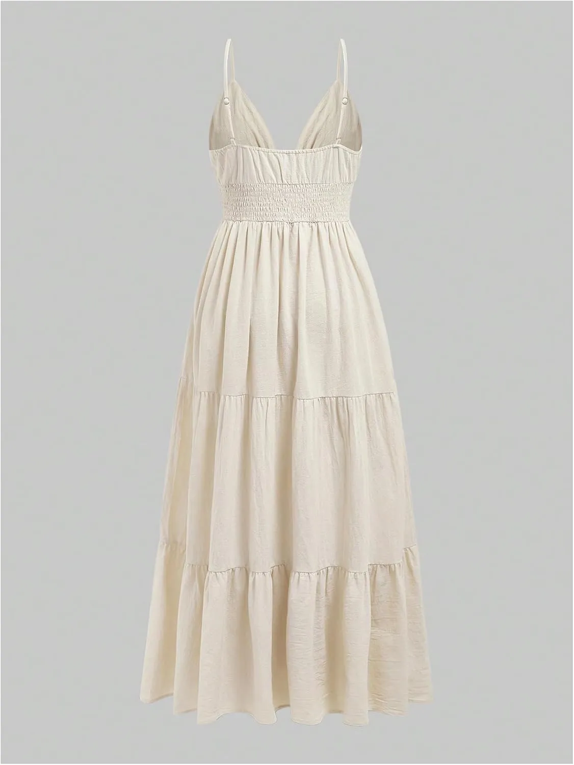 Verdusa Women's Boho Embroidery Cami Dress Sleeveless Tie Knot Ruffle Long Dresses