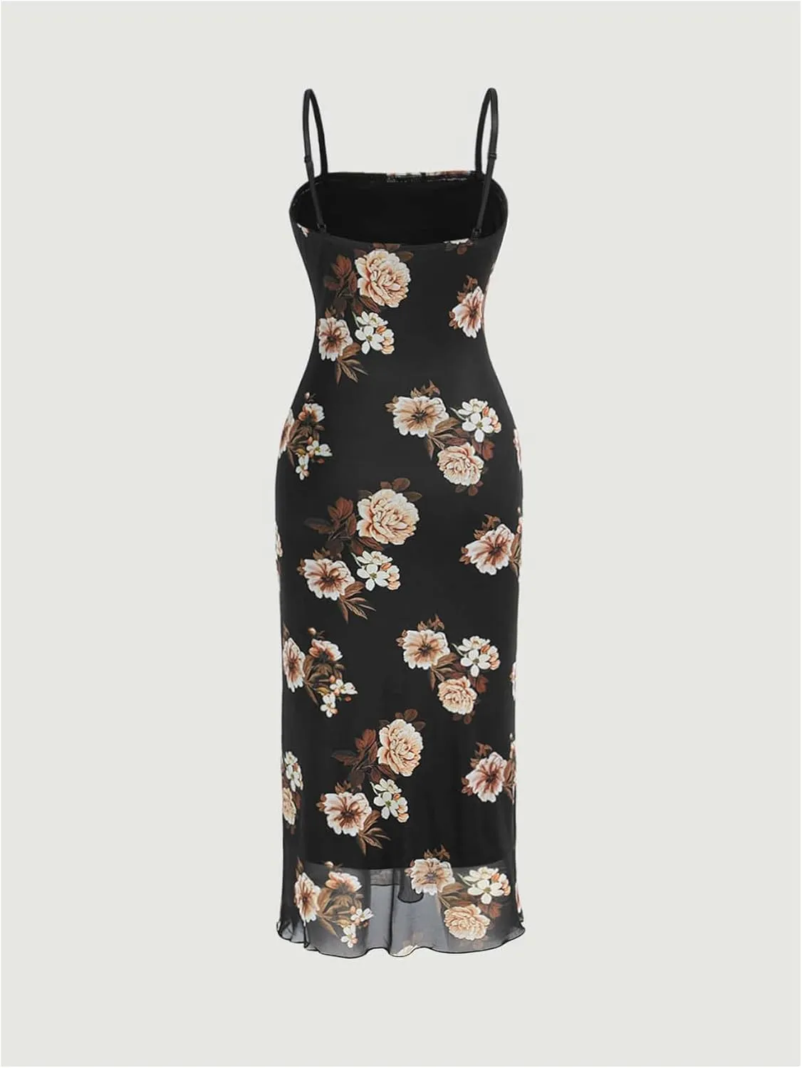 Verdusa Women's Floral Print Spaghetti Strap Dress Vacation Backless Long Cami Dresses