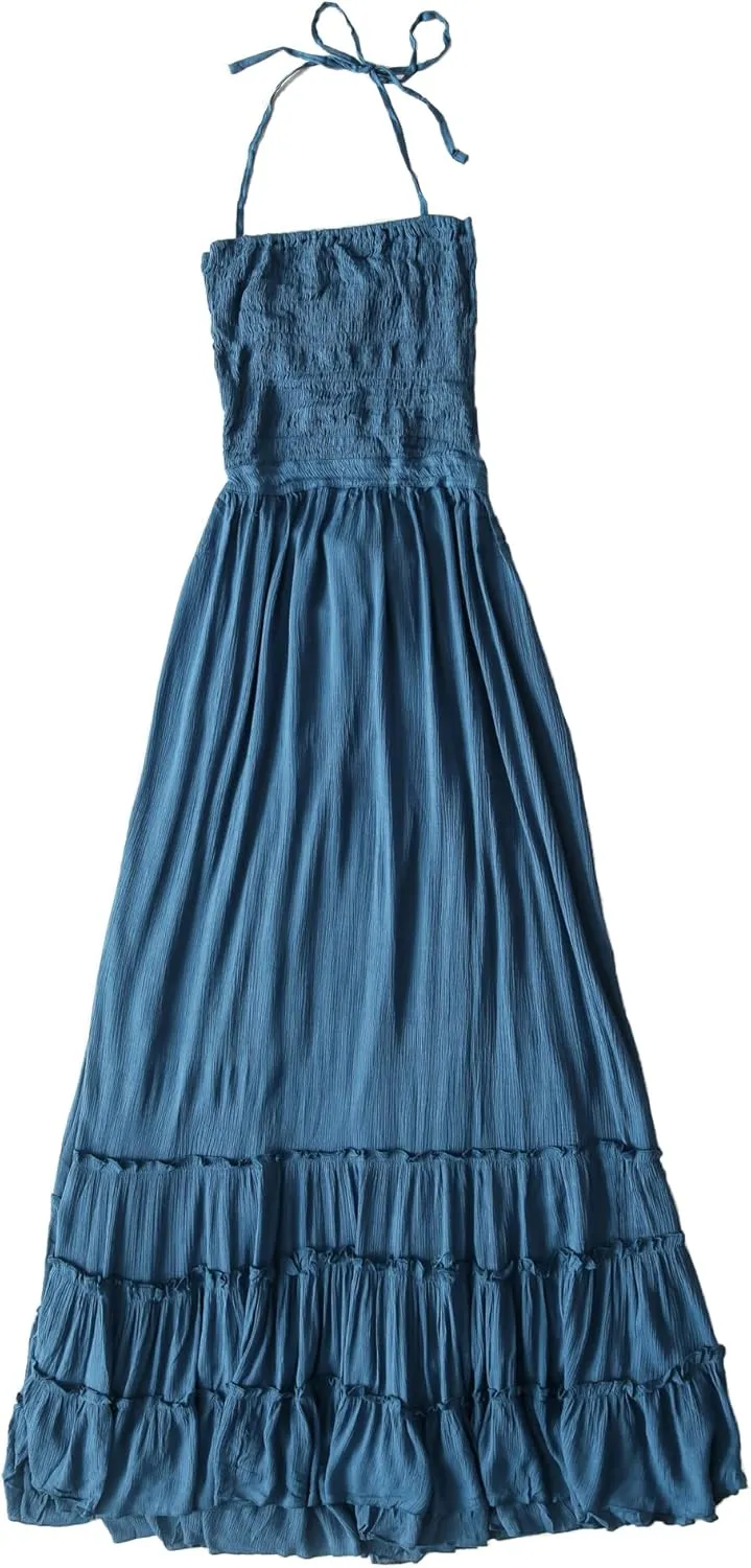 VERGOODR Women's Cotton Sexy Sleeveless Boho Beach Backless Long Bohemian Dress