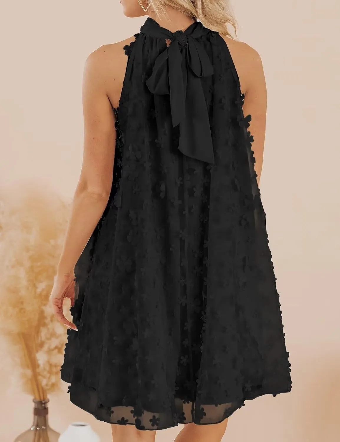 VIMPUNEC 2024 Womens Summer Wedding Guest Formal Dresses Cocktail Halter Swing Dress Cute A Line Mini Homecoming Dress