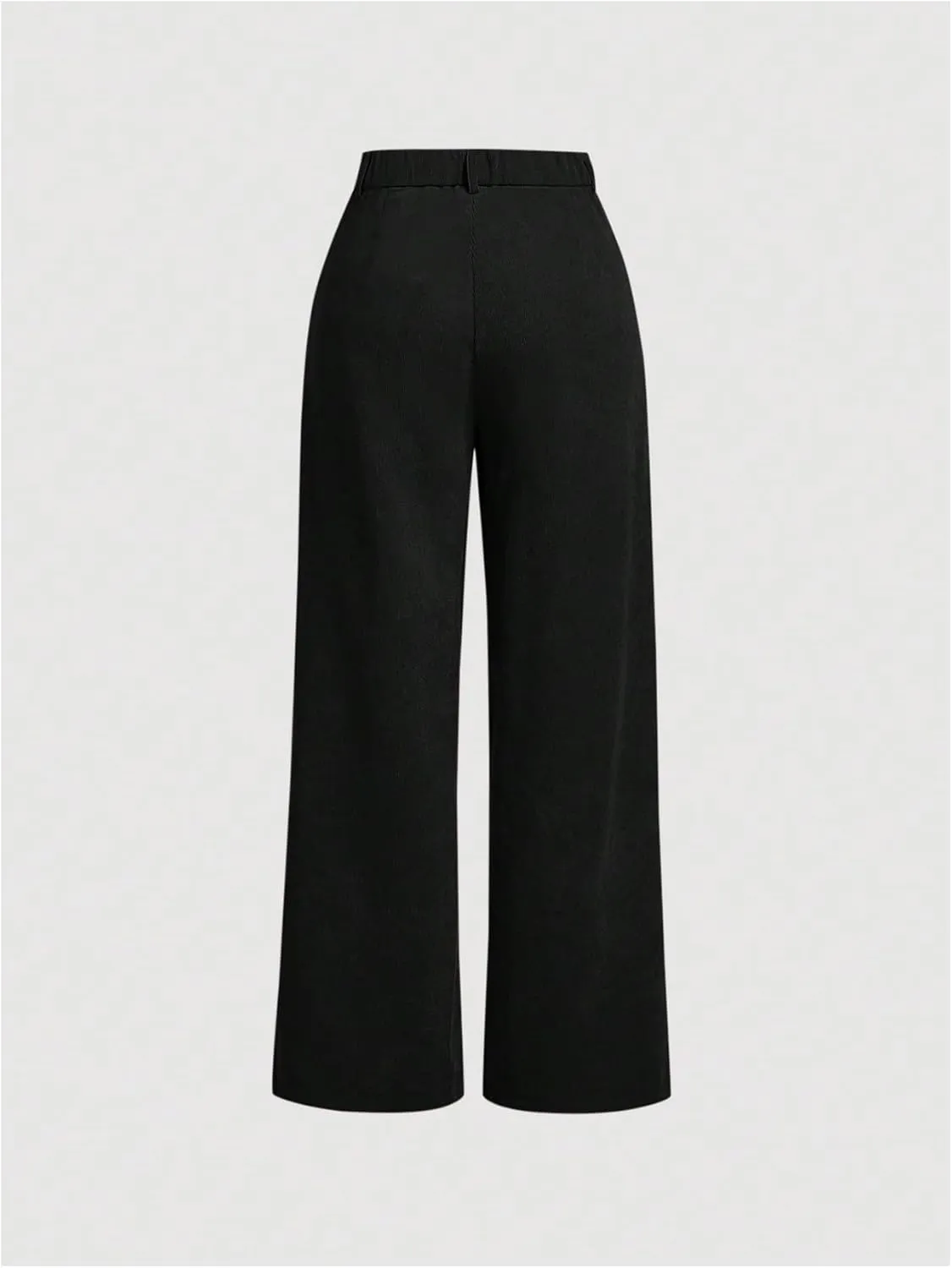 WDIRARA Women's High Waisted Straight Leg Corduroy Long Pants with Pockets