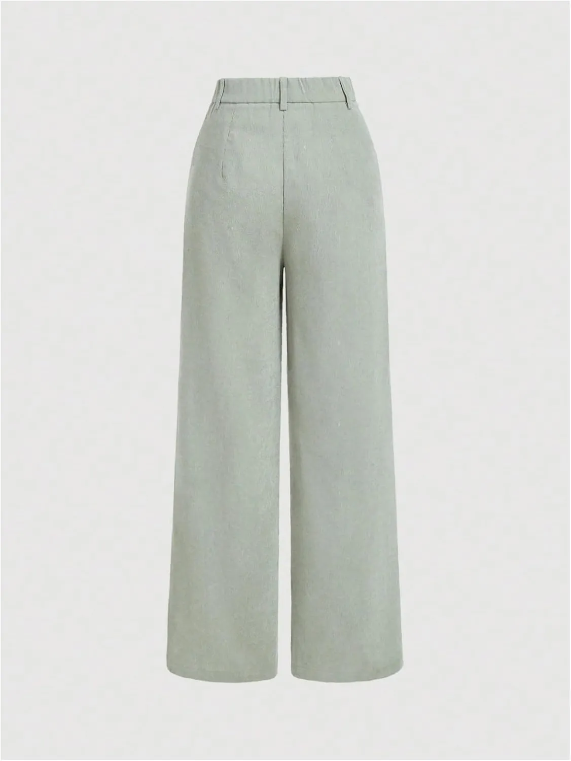 WDIRARA Women's High Waisted Straight Leg Corduroy Long Pants with Pockets